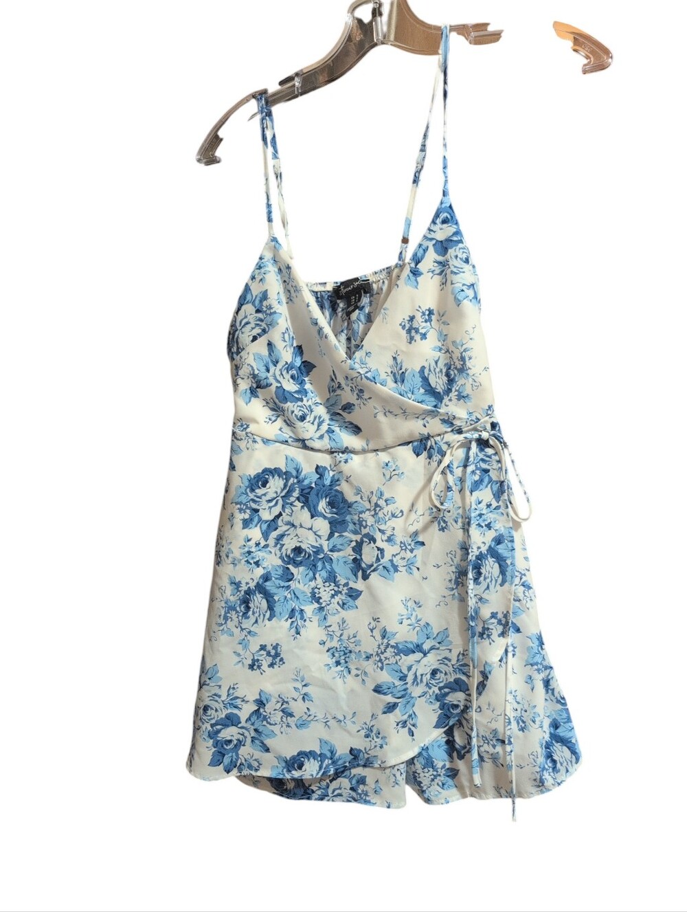 Forever 21 Blue Floral Skort Romper Dress Small Cottagecore Wrap Mini